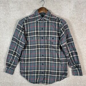 Lauren Ralph Lauren Shirt Womens P/P Gray Plaid Flannel Button Up Long Sleeve